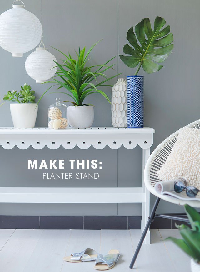 Transform a bench seat into a cute planter stand